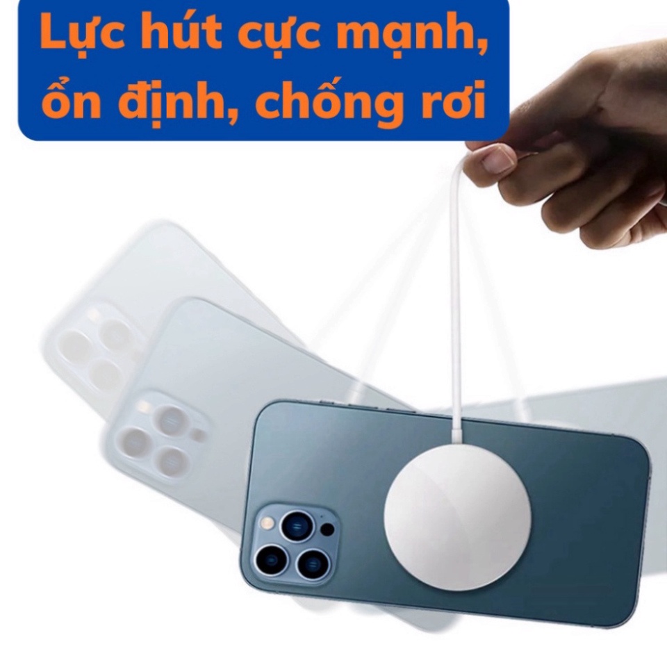 Đế Sạc Không Dây Từ Tính 15W Cho IP 13/13promax/14/14promax  - màu trắng, hỗ trợ sạc nhanh