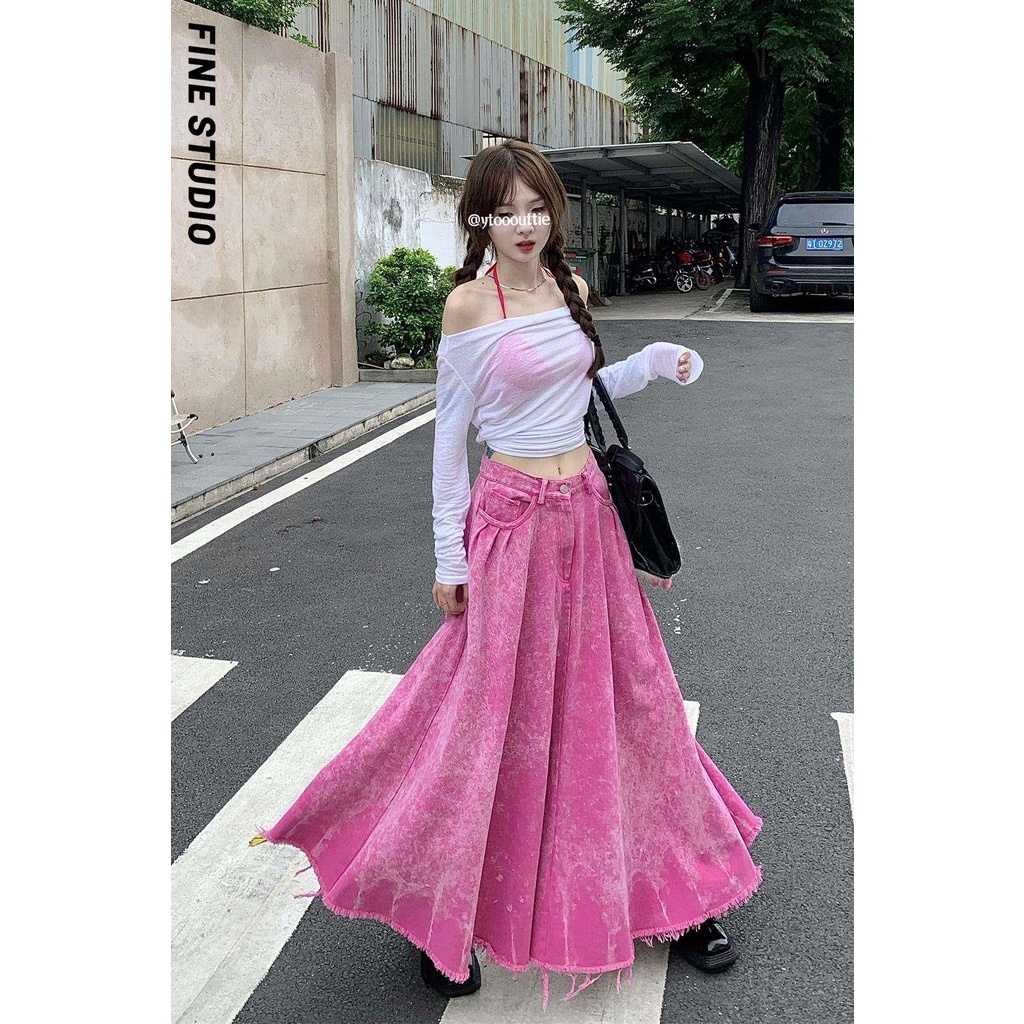 Chân Váy denim Dài Dáng Chữ a Lưng Cao Thời Trang Mùa Hè Cho Nữ