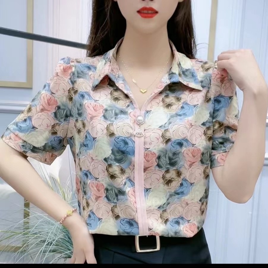 Áo Sơ Mi Ngắn Tay In Họa Tiết Hoa Thời Trang Dành Cho Nữ