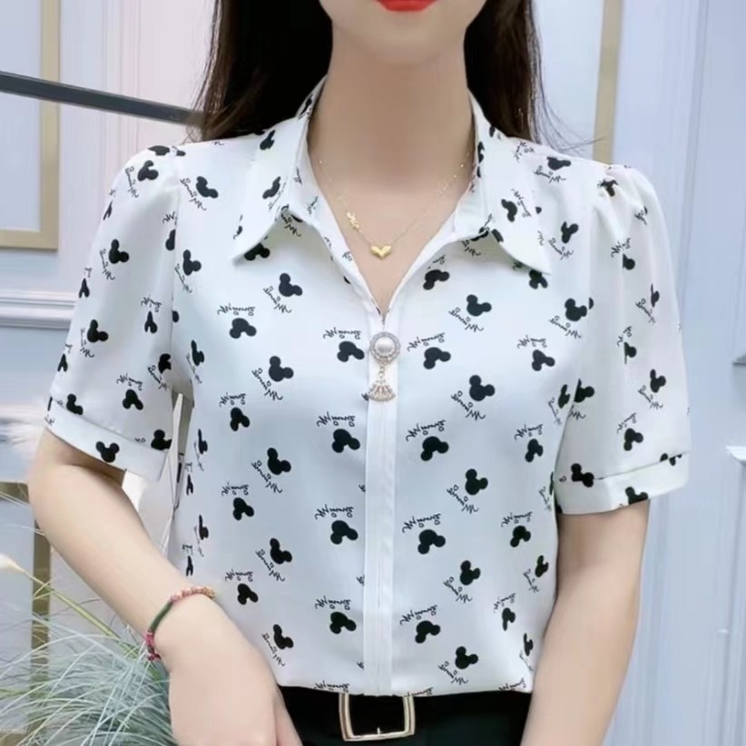 Áo Sơ Mi Ngắn Tay In Họa Tiết Hoa Thời Trang Dành Cho Nữ