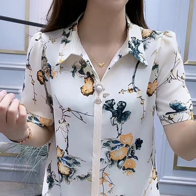 Áo Sơ Mi Ngắn Tay In Họa Tiết Hoa Thời Trang Dành Cho Nữ