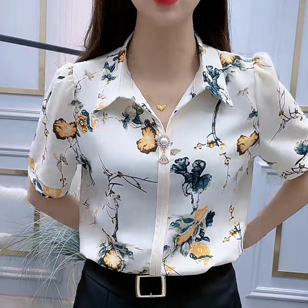 Áo Sơ Mi Ngắn Tay In Họa Tiết Hoa Thời Trang Dành Cho Nữ
