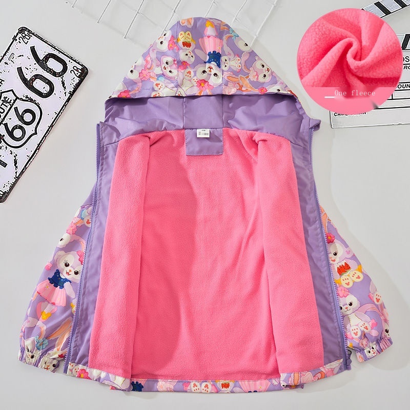 Áo Khoác Một Mảnh Lót Nhung Mỏng Thời Trang Xuân Thu 2023 Dành Cho Bé Gái