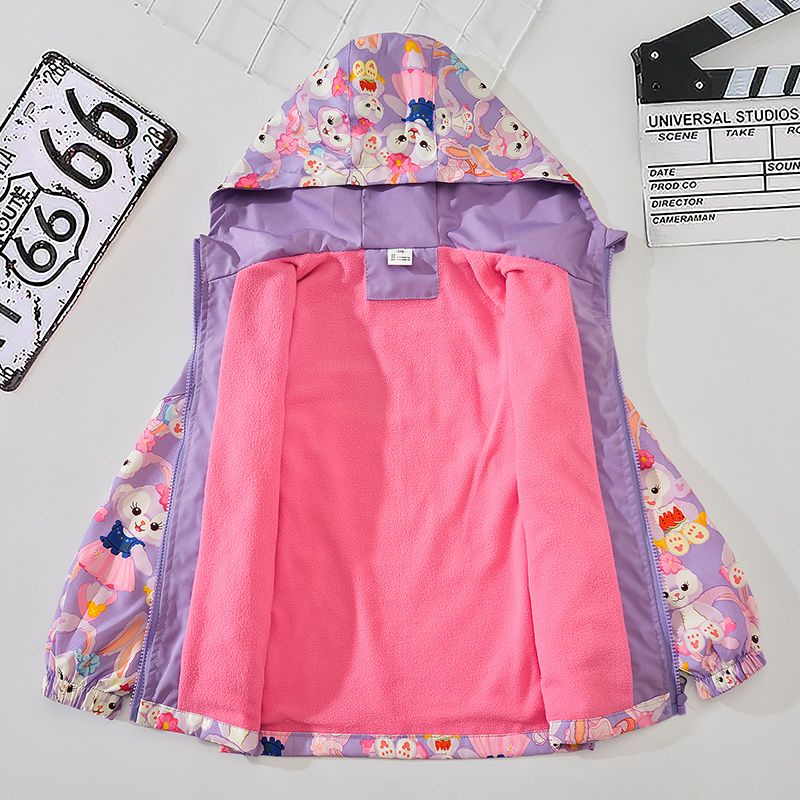 Áo Khoác Một Mảnh Lót Nhung Mỏng Thời Trang Xuân Thu 2023 Dành Cho Bé Gái