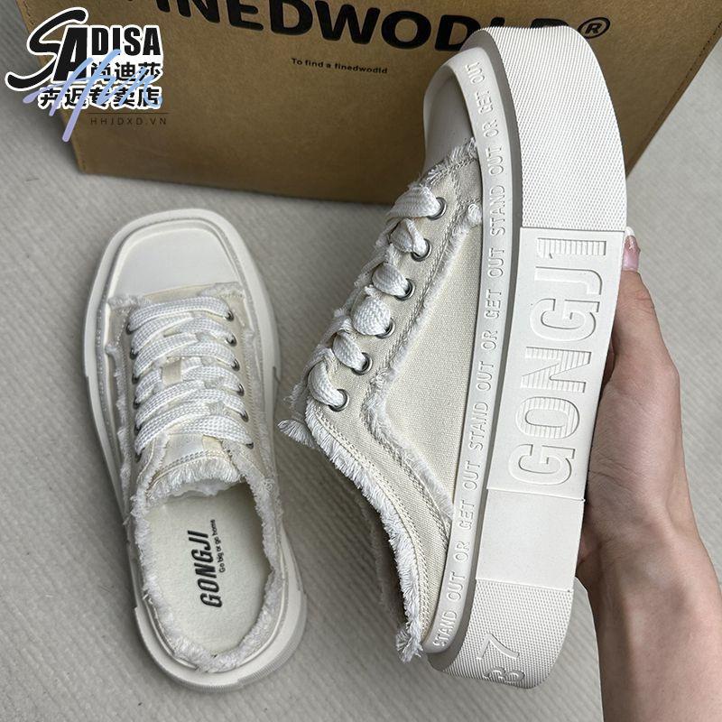 Canvas Mũi Vuông Đế Dày Phong Cách Thời Trang Mùa Hè 2023 Mới Dành Cho Nữ