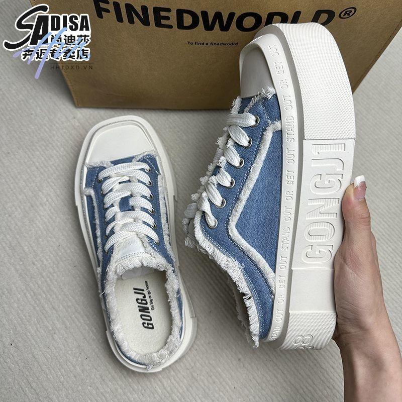 Canvas Mũi Vuông Đế Dày Phong Cách Thời Trang Mùa Hè 2023 Mới Dành Cho Nữ