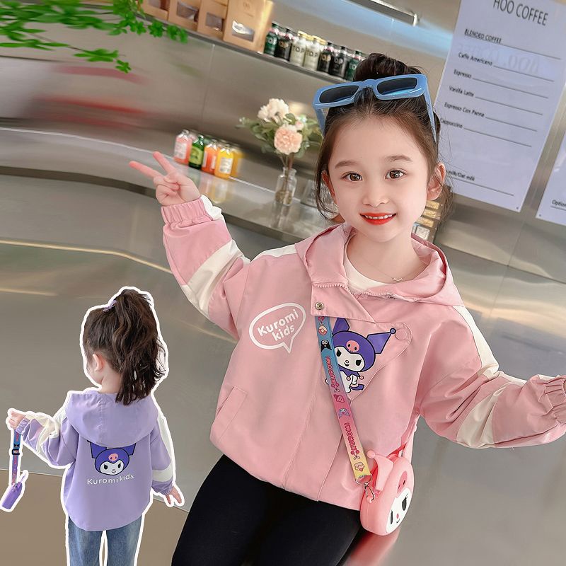 Áo Khoác Kuromi Dáng Rộng Thời Trang Xuân Thu 2023 Cho Bé Gái