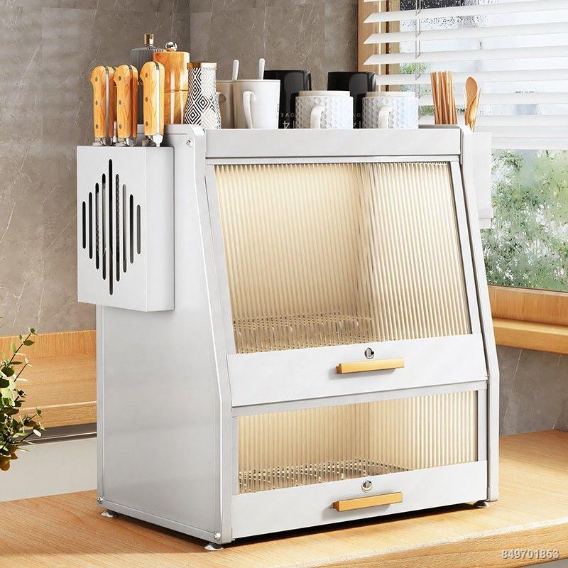 Công suất lớn nhà bếp 2 lớp tủ hộ gia đình chống gián mặt bàn hộp đựng bát đĩa bộ đồ ăn thoát nước giá đỡ