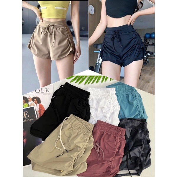 Quần short đùi tập gym yoga nữ có túi