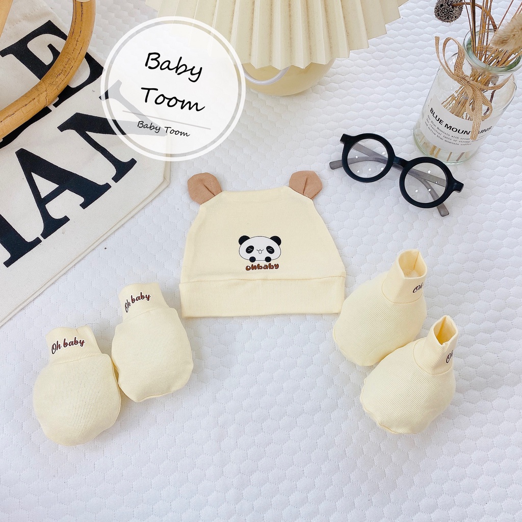 SET MŨ BAO TAY CHÂN thun mềm Tombaby đáng yêu, mềm,mịn, thoáng khí cho bé
