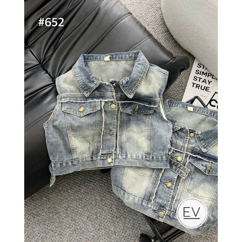 Áo gile jean loang nắp túi hàng QCL1 29/8