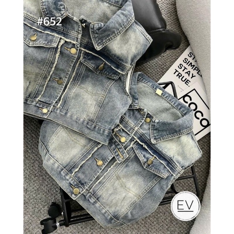 Áo gile jean loang nắp túi hàng QCL1 29/8