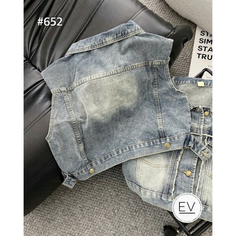 Áo gile jean loang nắp túi hàng QCL1 29/8