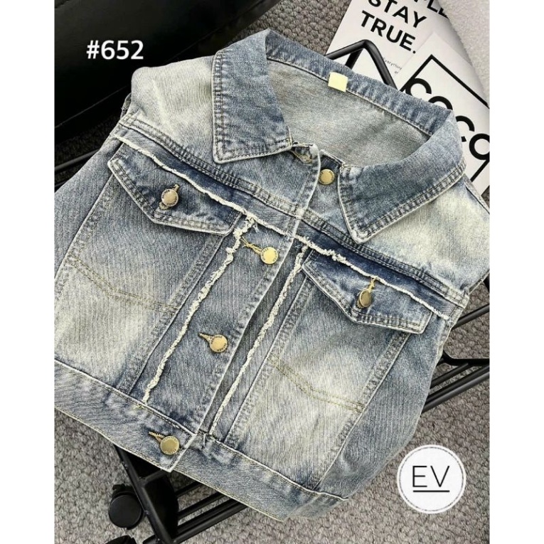 Áo gile jean loang nắp túi hàng QCL1 29/8