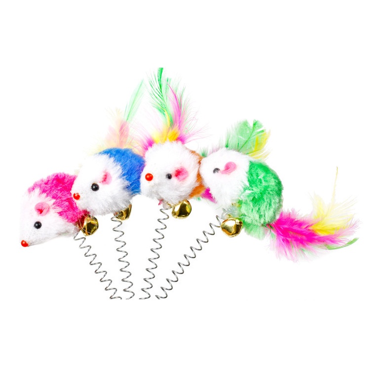 Chuột lò xo đế hít, đồ chơi cần câu tự tương tác cho mèo, đồ chơi cho thú cưng freeship