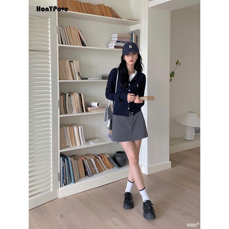 Honypove Áo Khoác cardigan Dệt Kim Thêu Họa Tiết Phong Cách Mới Mùa Thu 2023 Cho Nữ