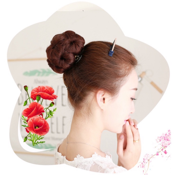Búi tóc giả trang điểm Trung Niên-Búi hoa không đính kèm đá thời thượng Top1Kids - top1wow_083992