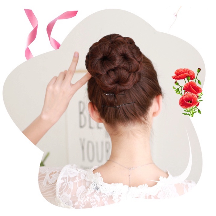 Búi tóc giả trang điểm Trung Niên-Búi hoa không đính kèm đá thời thượng Top1Kids - top1wow_083992