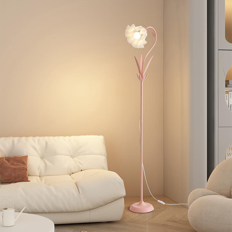 Hoa Đèn Sàn Ghế Sofa Phòng Khách Đèn Đứng Bắc Âu Kem Phong Cách Tối Giản Phòng Ngủ Đèn Ngủ Đèn Bàn Trang Trí