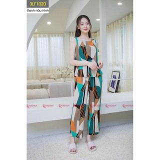 Bộ Nữ 𝐂𝐀𝐑𝐃𝐈𝐍𝐀 Chất Lanh Tre Cao Cấp Dài Sát Nách Cổ Thuyền Trẻ Trung, Cạp Chun Co Giãn Thoải Mái Mặc Nhà 3LF10