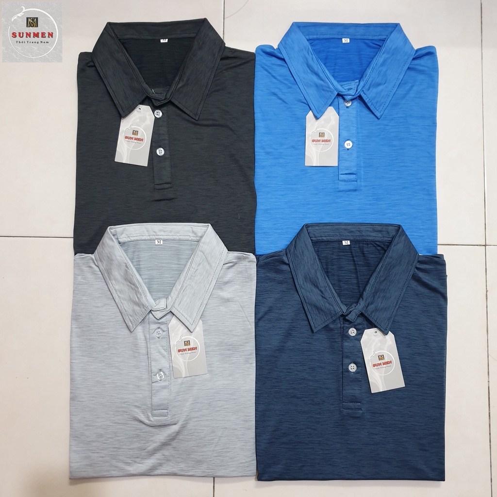 Áo thun polo nam SUNMEN vải thun lạnh co dãn 4 chiều họa tiết mè