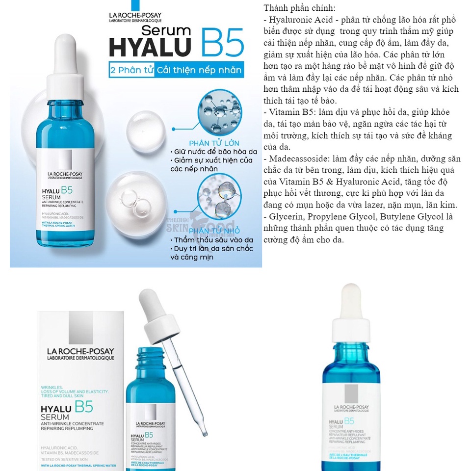 Serum Siêu Phục Hồi Cấp Ẩm La Roche Posay Hyalu B5 - Cấp Nước, Mờ Nhăn, Giúp Da Săn Chắc 💋