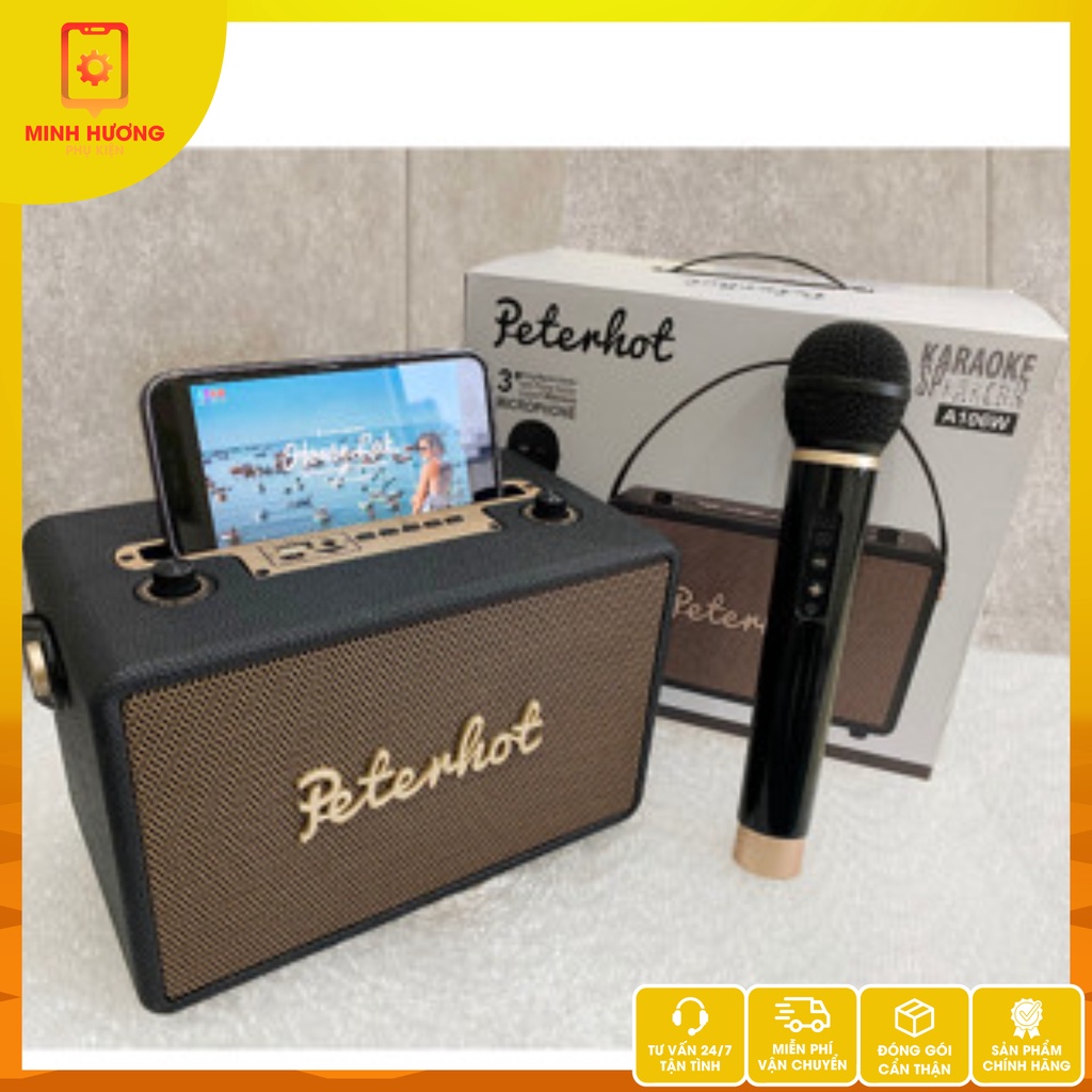Loa Karaoke Bluetooth Mini Peterhot A106W bản mới nhất 2023 với âm thanh siêu đỉnh,loa karaoke không dây kèm micro hát