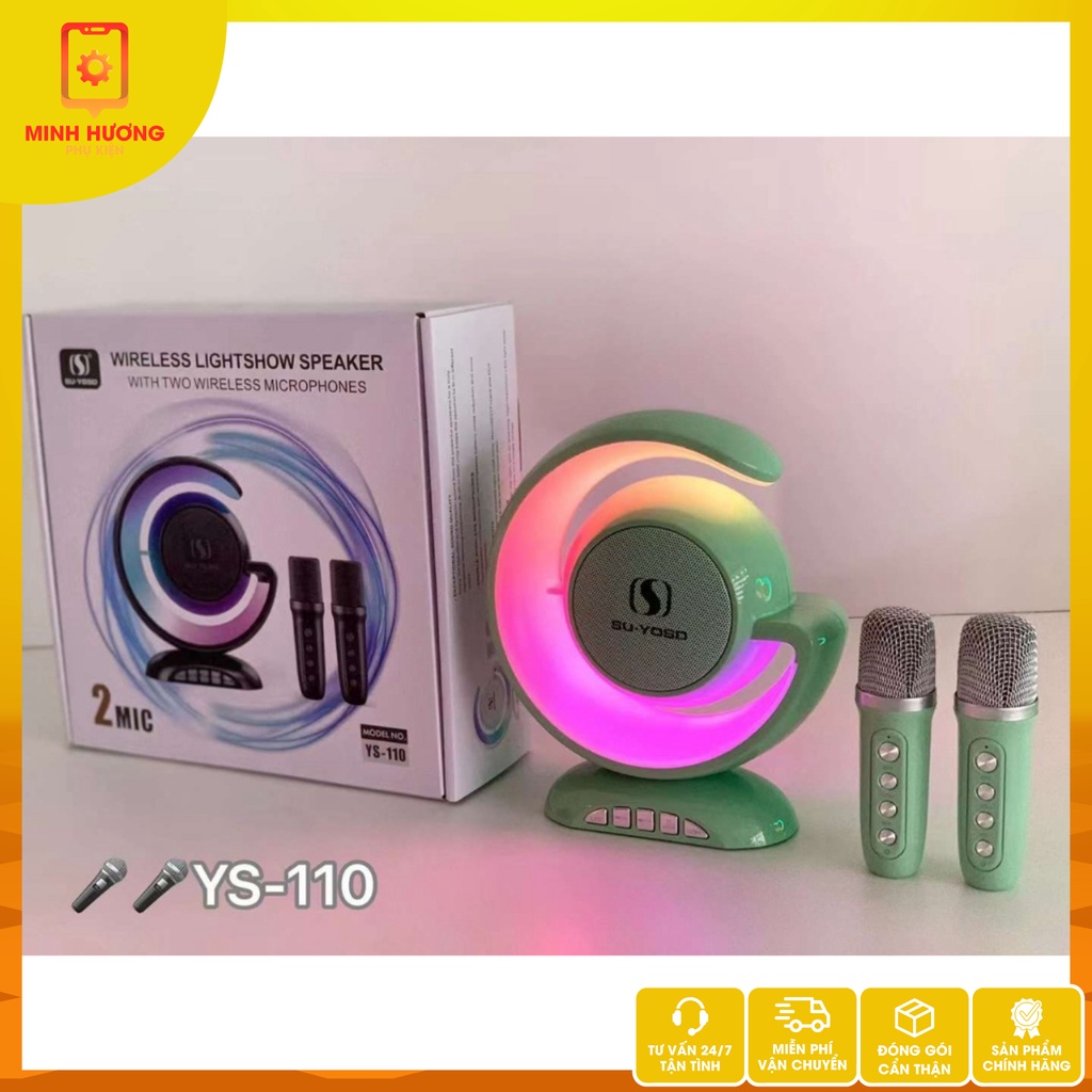 Loa Karaoke Bluetooth Mini Chữ G YS110 Tặng Kèm 2 Micro Không Dây, Hỗ trợ Bluetooth 5.0, Cổng AUX | BigBuy360 - bigbuy360.vn