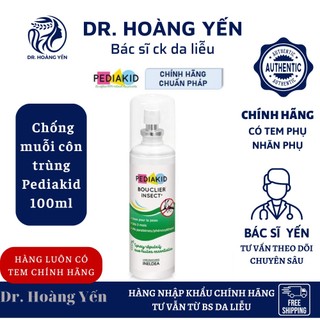 Bình xịt chống muỗi côn trùng Pediakid Bouclier Insect Spray, Pháp bảo vệ là da bé trên 3 tháng tuổi - bs Yến