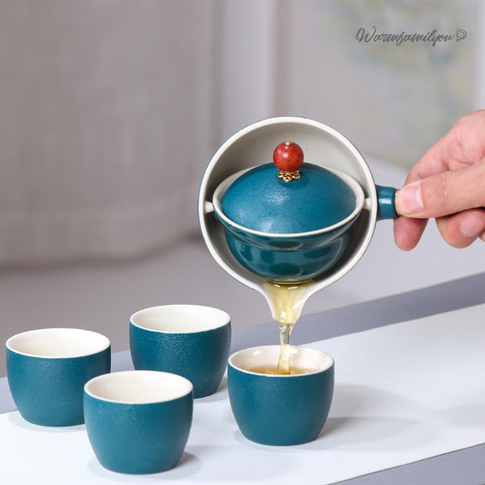 Bộ Ấm Chén Trà Xoay 360 Độ Phong Cách Trung Hoa