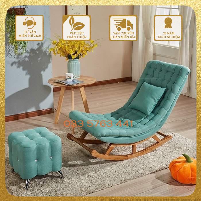 Ghế bập bênh thư giãn khung gỗ bọc nỉ hoặc da tùy chọn, màu sắc đa dạng kích thước 140x60cm inbox shop chọn màu