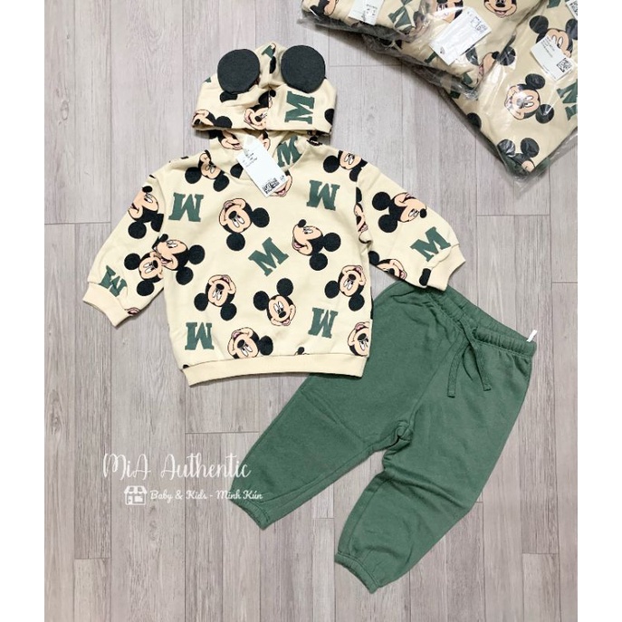 Set quần áo Disney Mickey thu đông HM auth