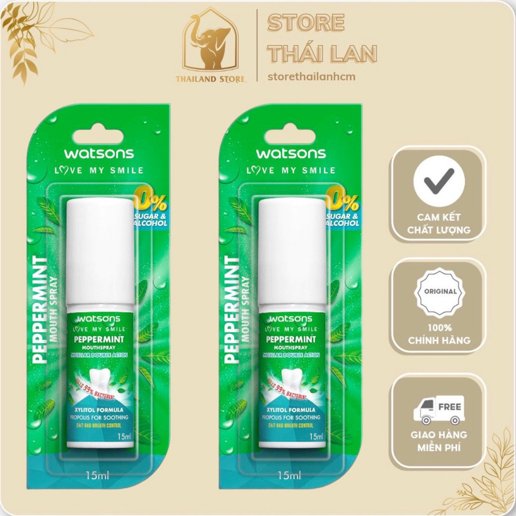 Xịt thơm miệng Watsons 15ml Thái Lan - The mát bạc hà