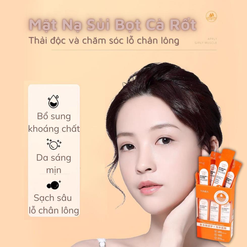 Mặt Nạ Sủi Bọt Thải Độc Cà Rốt YANFU Làm Sạch Bụi Bẩn, Dầu Thừa, Giảm Mụn Đầu Đen, Detox Da Khoẻ 4g