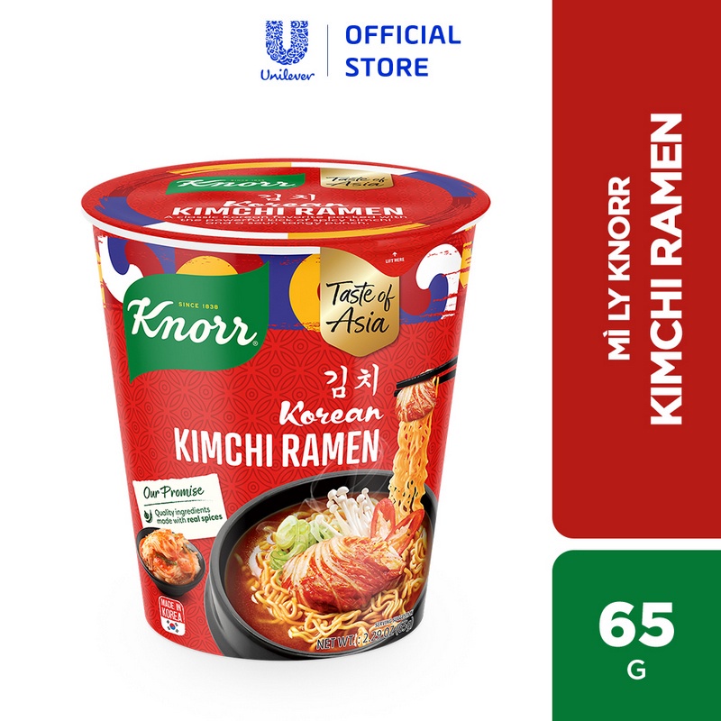 Mì ly ramen kim chi Hàn Quốc hiệu Knorr 65g