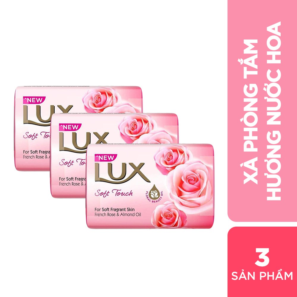 Combo 3 Xà phòng tắm hương nước hoa Lux Hồng Soft (80gx3)