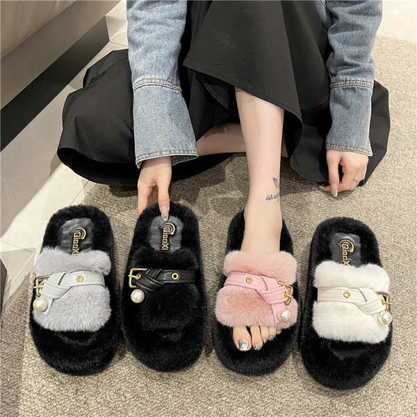 Dép Lông Đi Trong Nhà Thiết Kế Mới Thời Trang Theo Phong Cách Pháp Cho Nữ
