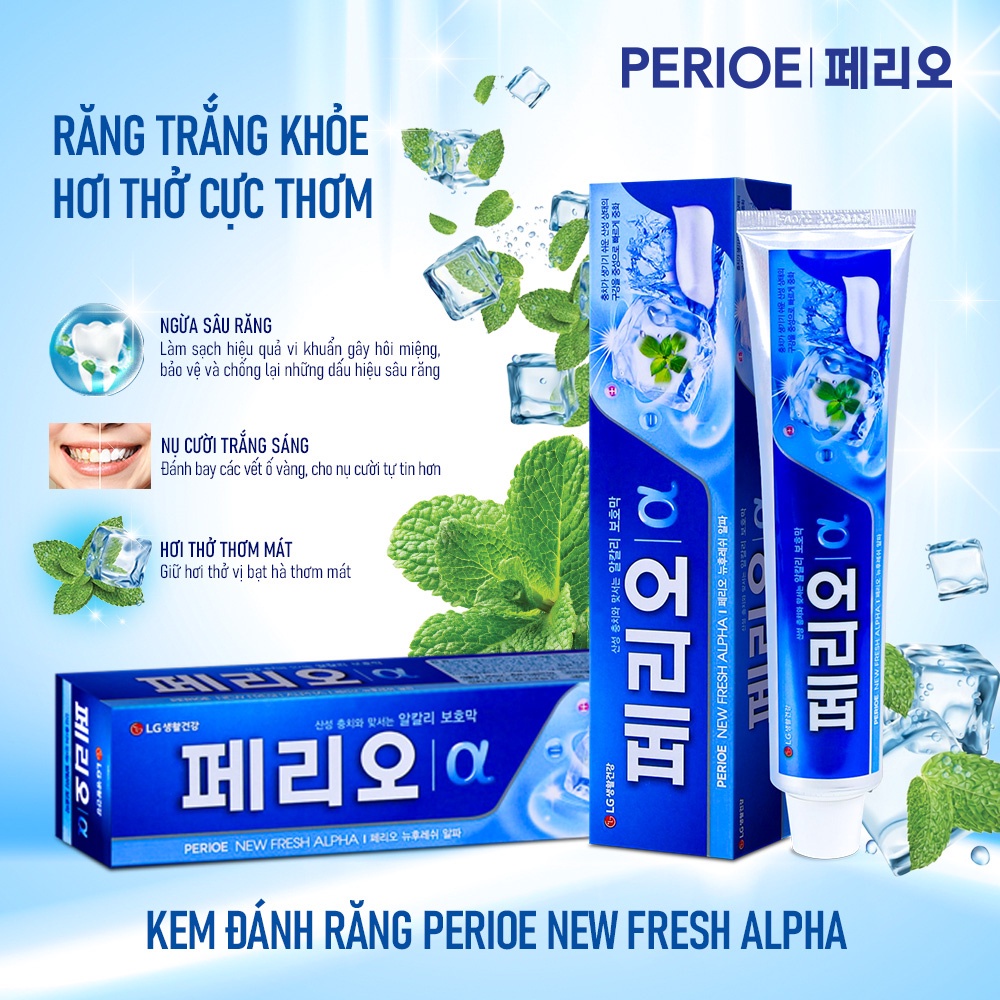 [Mã FMCGWA101 giảm 8% đơn 250K] Kem Đánh Răng Perioe New Fresh Alpha 185g