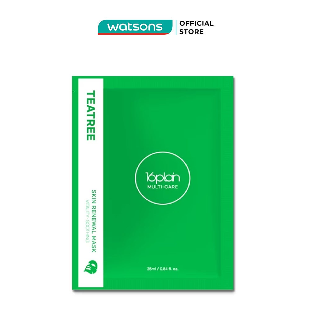Mặt Nạ Dưỡng 16plain Multi-care Tràm Trà Kiểm Soát Dầu Và Mụn Teatree Skin Renewal Mask 25ml