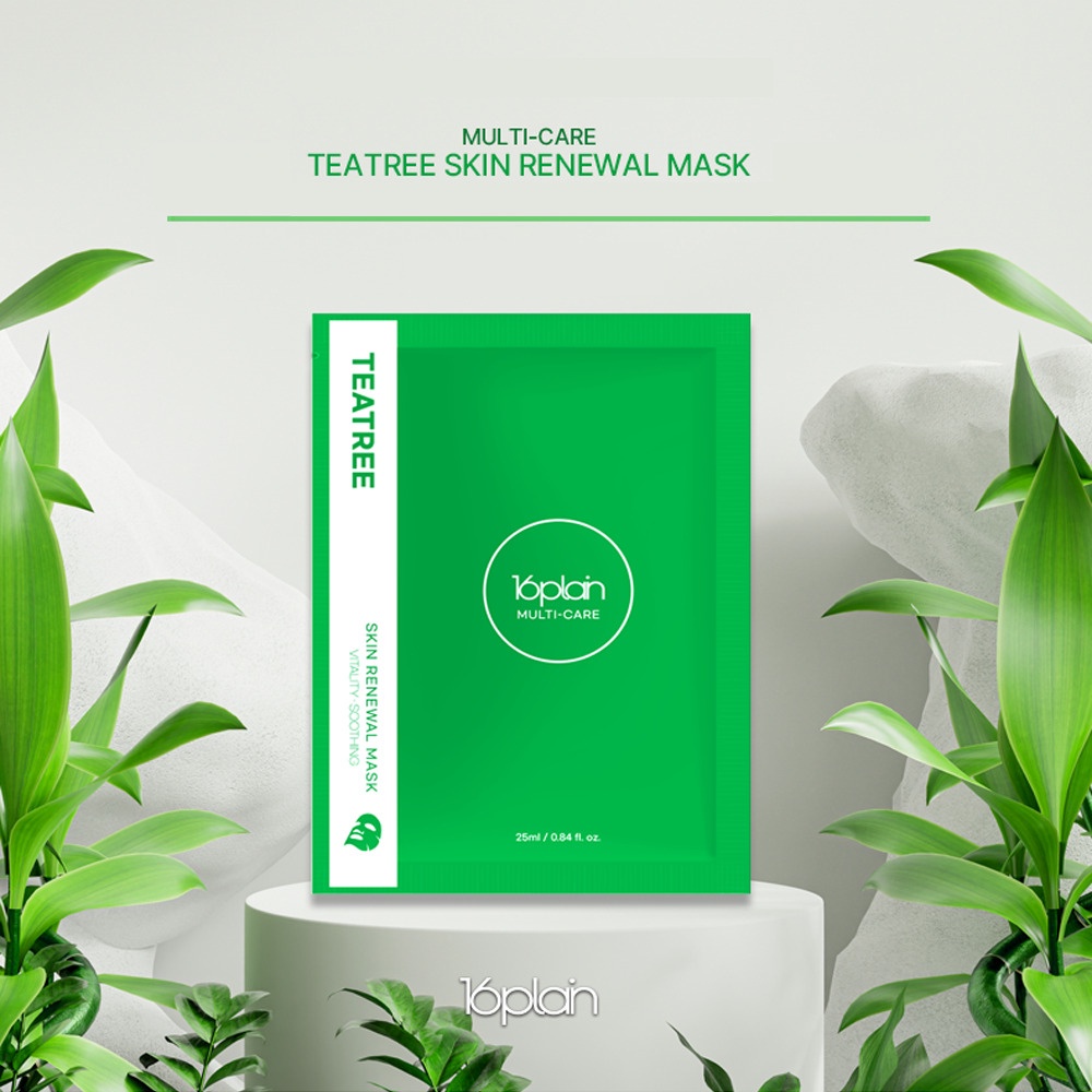 Mặt Nạ Dưỡng 16plain Multi-care Tràm Trà Kiểm Soát Dầu Và Mụn Teatree Skin Renewal Mask 25ml