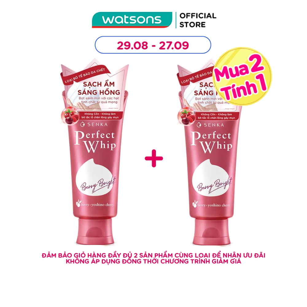Sữa Rửa Mặt Senka Perfect Whip Berry Bright Dưỡng Da Sáng Hồng 100g