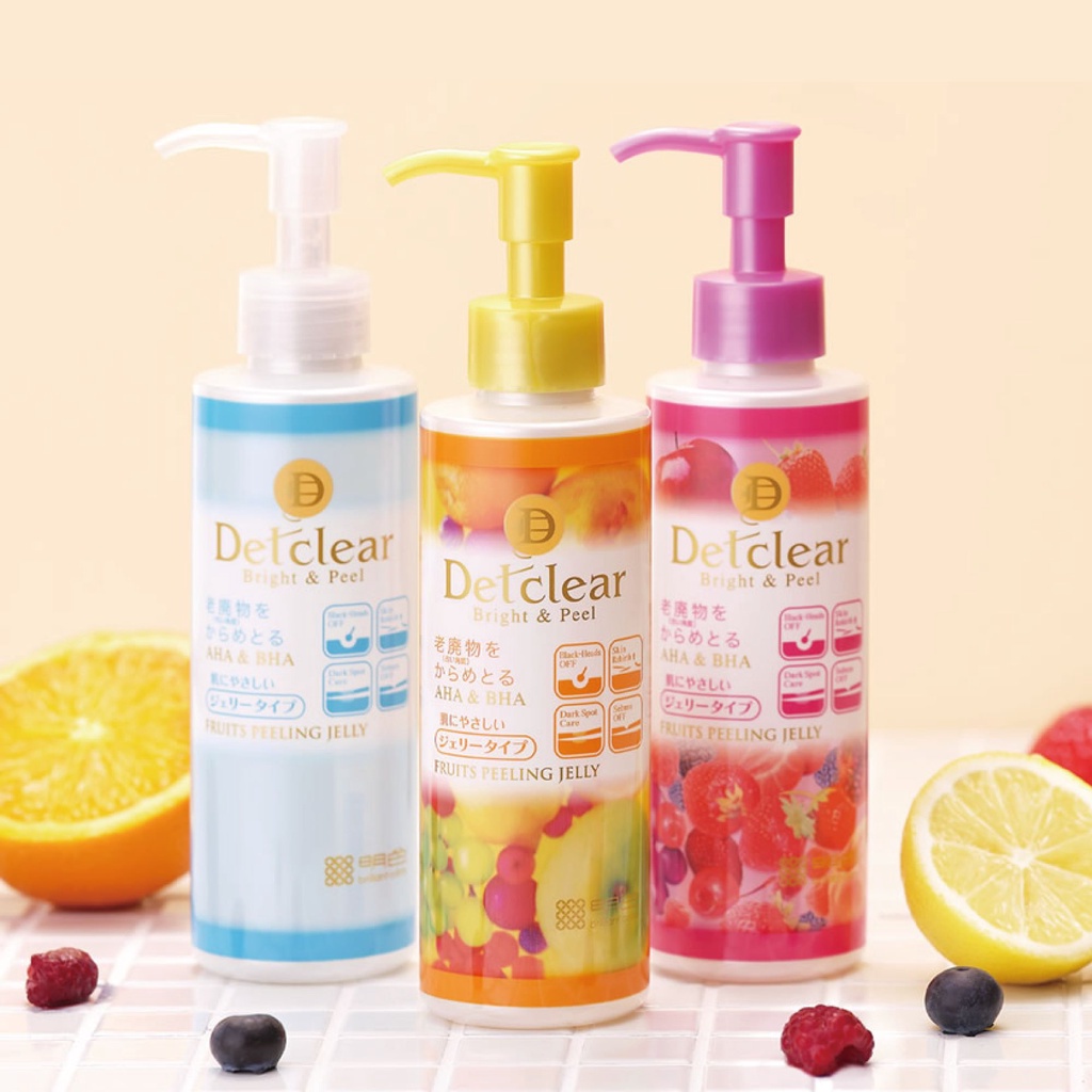 Gel Tẩy Tế Bào Chết Meishoku Detclear Hương Dâu Bright & Peel Fruit Peeling Jelly 180ml