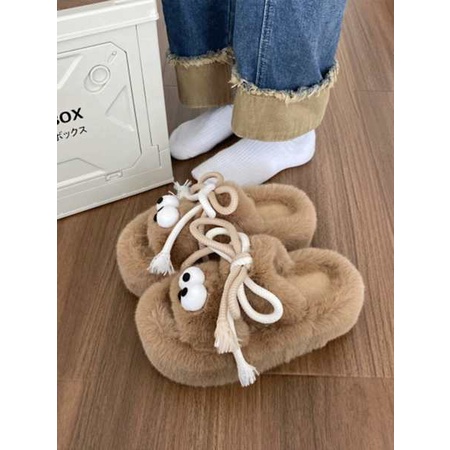 Dép Bông Đi Trong Nhà Mùa Thu Đế Dày Phong Cách Mới 2023 Cho Nữ