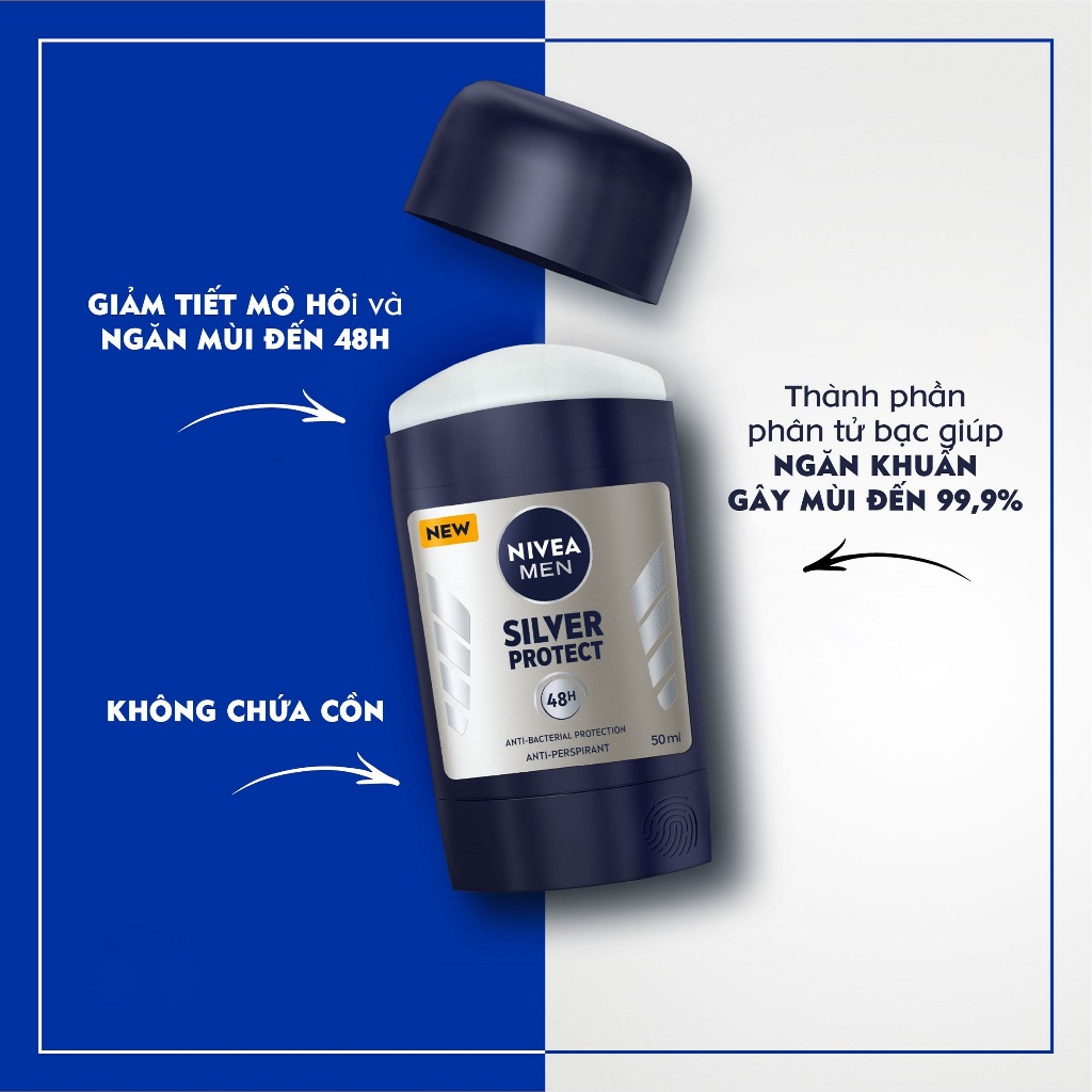Sáp Ngăn Mùi Nivea Men Phân Tử Bạc Silver Protect 50ml