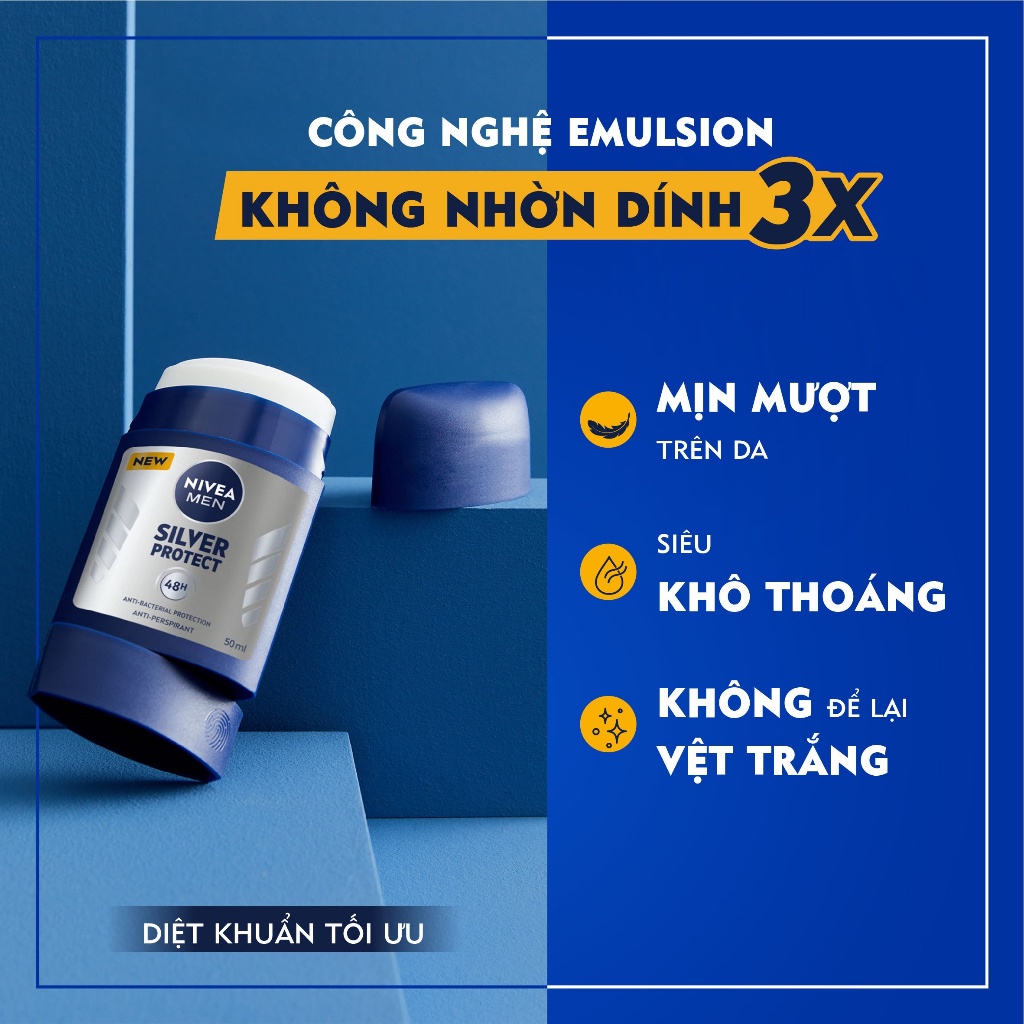 Sáp Ngăn Mùi Nivea Men Phân Tử Bạc Silver Protect 50ml