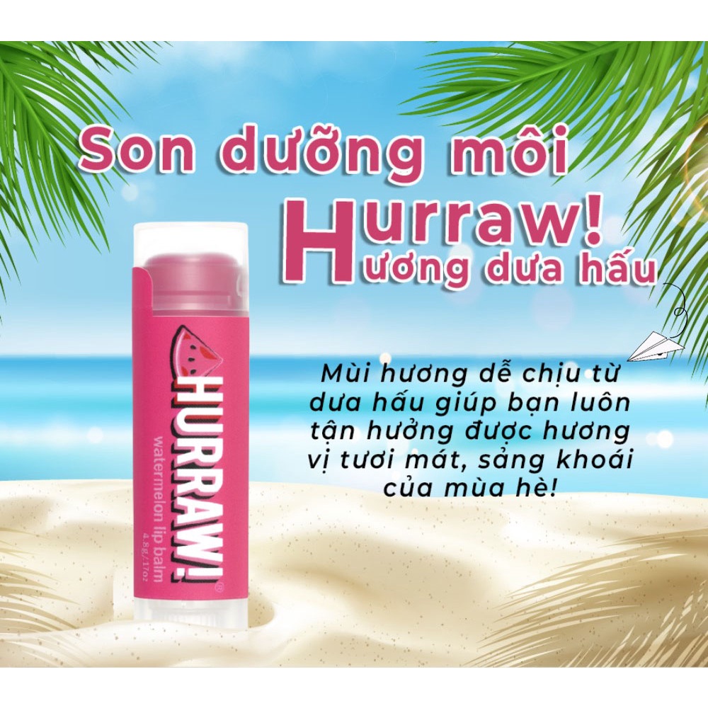 Son Dưỡng Môi Hurraw! Watermelon Lip Balm Hương Dưa Hấu 4.8g