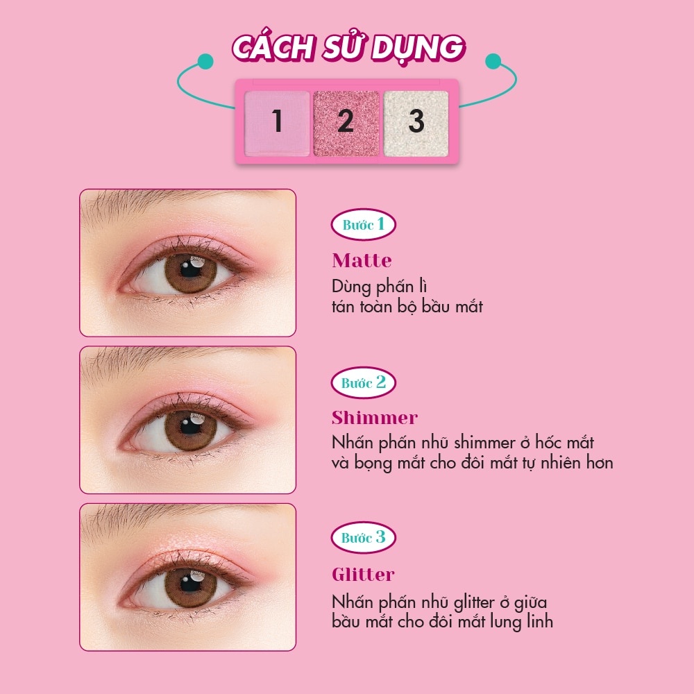 Bảng Phấn Mắt Cathy Doll Cheers Around Trio Eye Palette 2g x 3 màu