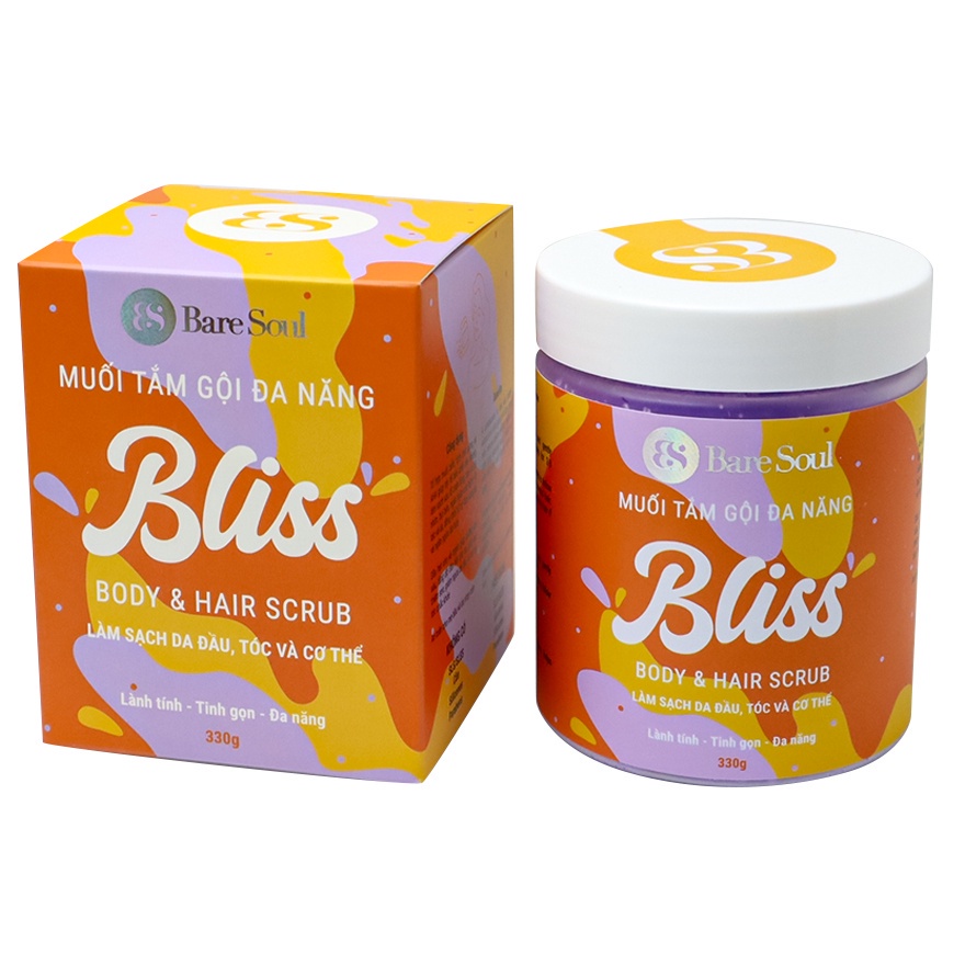 Muối Tắm Gội Dành Cho Tóc Và Cơ Thể BareSoul Tinh Chất Gừng Và AHA Bliss Body & Hair Scrub 330g