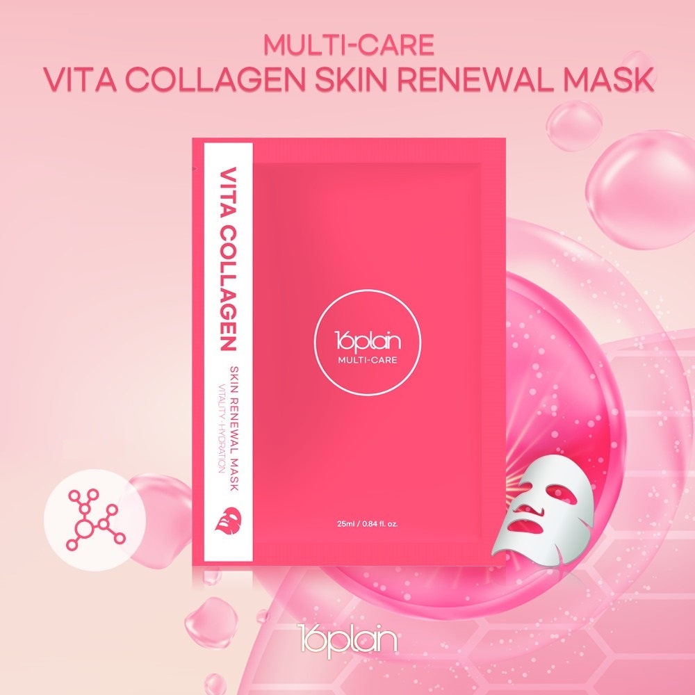 Mặt Nạ Dưỡng 16plain Multi-care Ngừa Lão Hóa Trẻ Hóa Da Vita Collagen Skin Renewal Mask 25ml