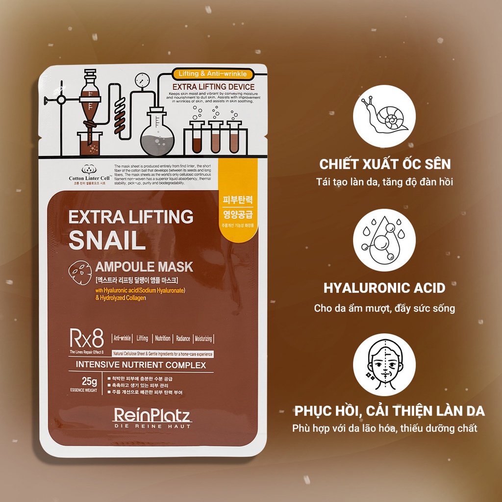 Mặt Nạ Reinplatz Dưỡng Da Extra Lifting Snail Ampoule Mask 25g